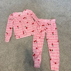 Juicy Couture Girl's PJ Set Pajamas Size 3T pink cherries soft Toddler